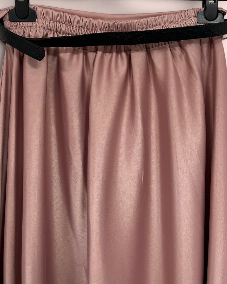 Jupe unie satinée vieux rose