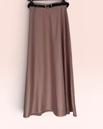 Jupe unie satinée vieux rose