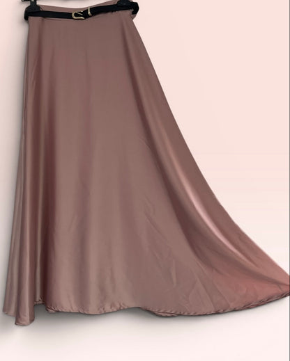 Jupe unie satinée vieux rose