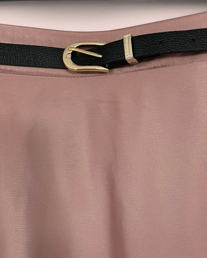 Jupe unie satinée vieux rose