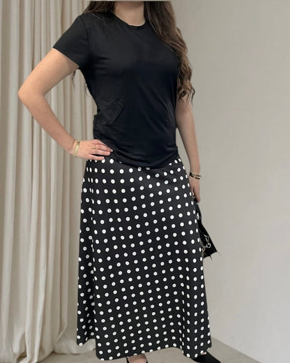 Jupe à pois en satin